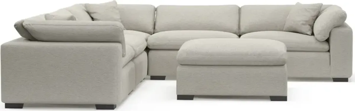 Plush Core Comfort 5-Piece Sectional and Ottoman - Everton Grey