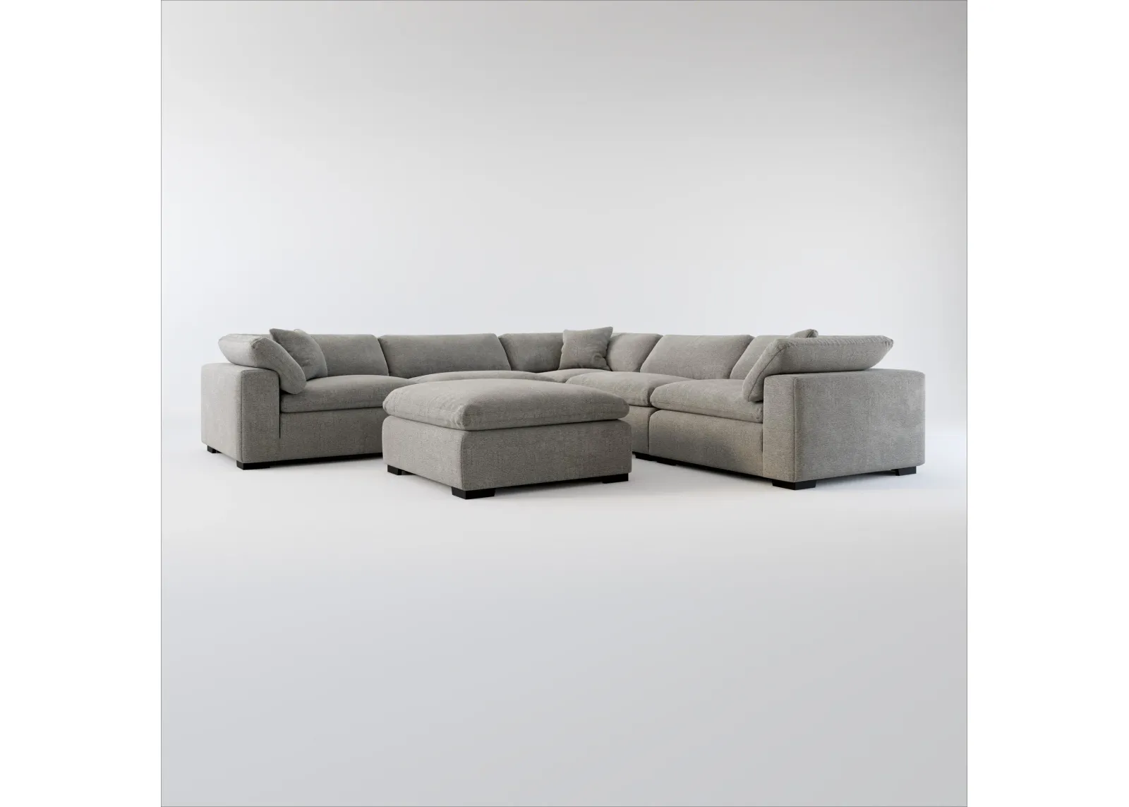 Plush Core Comfort 5-Piece Sectional and Ottoman - Living Large Charcoal