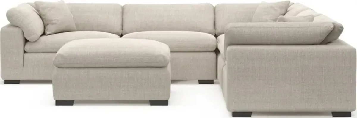 Plush Core Comfort 5-Piece Sectional and Ottoman - Mason Porcelain