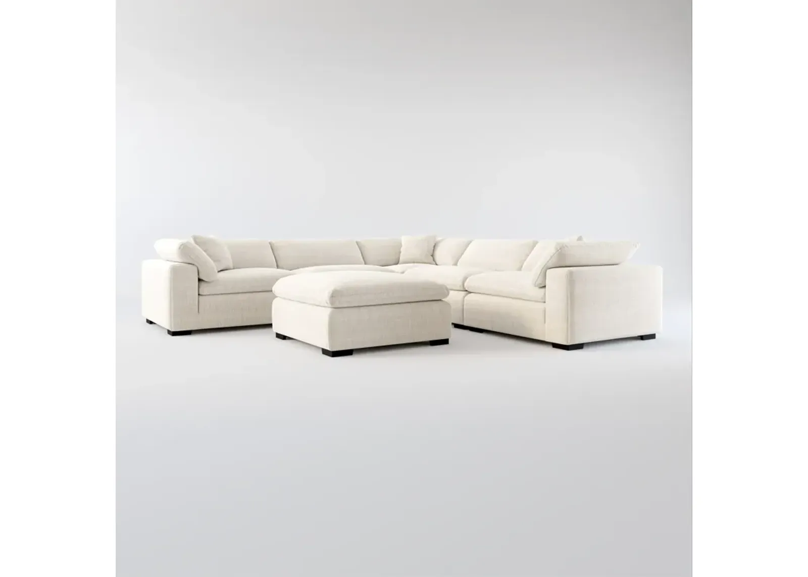 Plush Core Comfort 5-Piece Sectional and Ottoman - Mason Porcelain