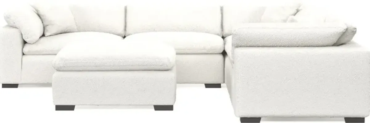 Plush Core Comfort 5-Piece Sectional and Ottoman - Bloke Snow