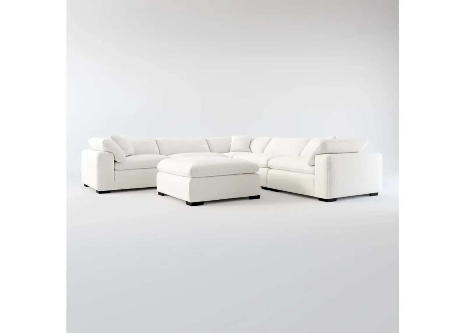 Plush Core Comfort 5-Piece Sectional and Ottoman - Bloke Snow