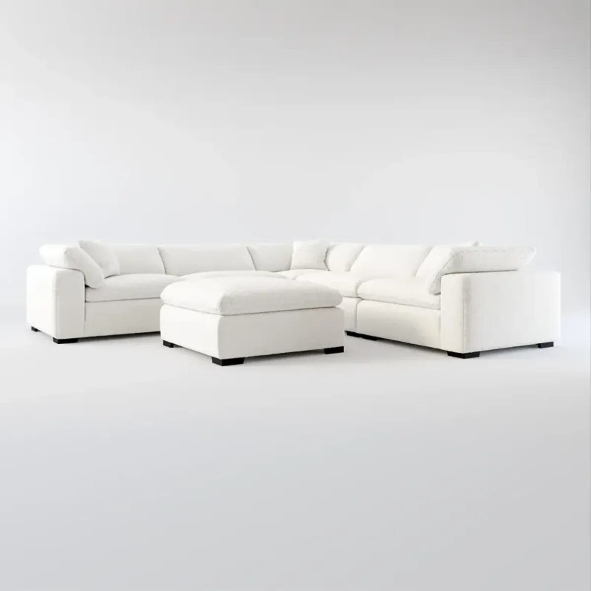 Plush Core Comfort 5-Piece Sectional and Ottoman - Bloke Snow