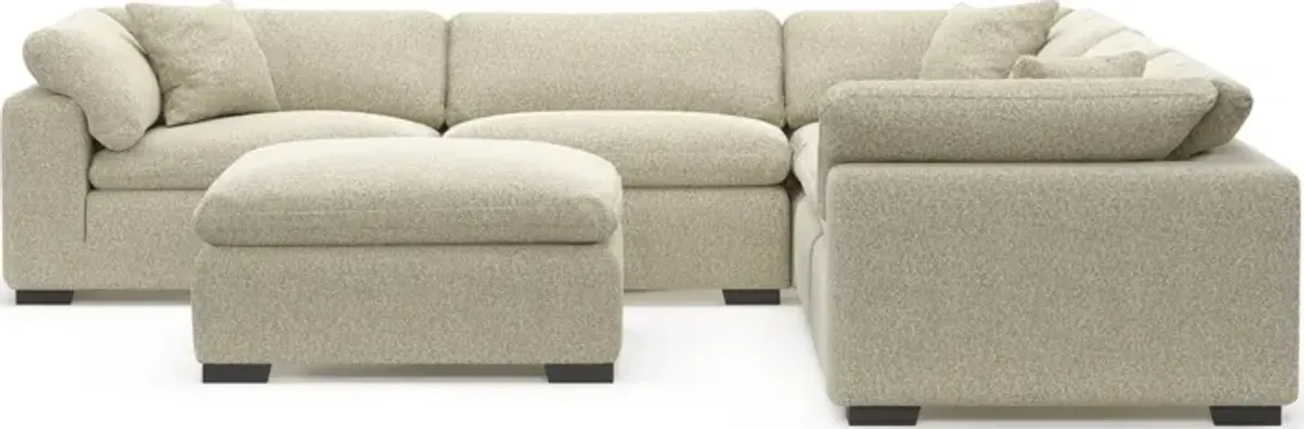 Plush Core Comfort 5-Piece Sectional and Ottoman - Bloke Cotton