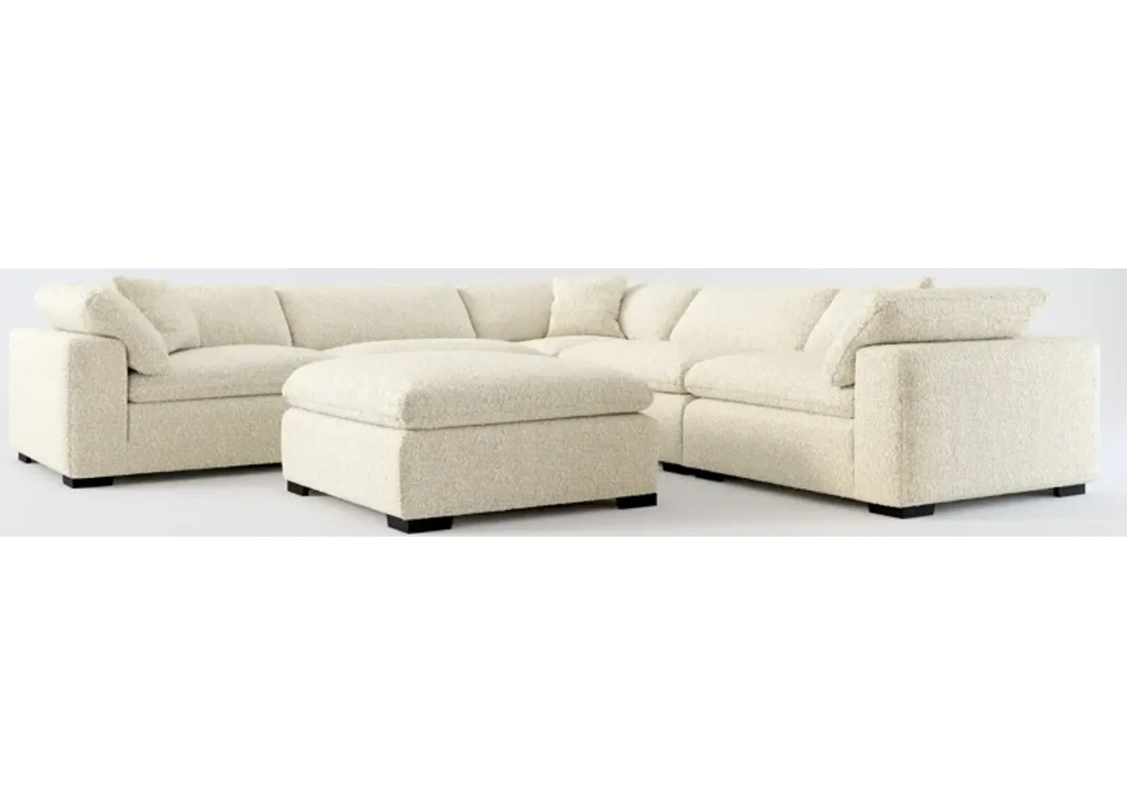 Plush Core Comfort 5-Piece Sectional and Ottoman - Bloke Cotton