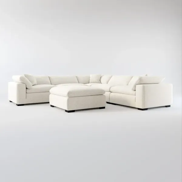 Plush Core Comfort 5-Piece Sectional and Ottoman - Muse Stone