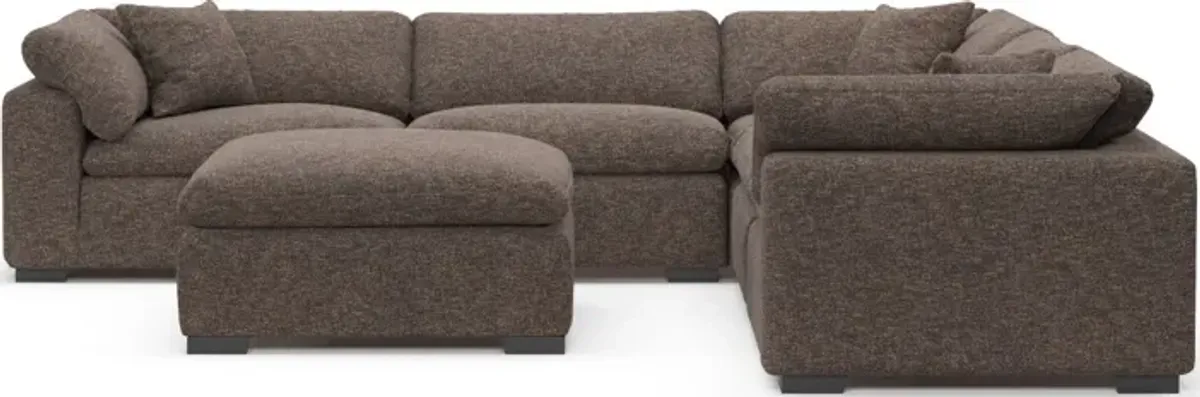 Plush Core Comfort 5-Piece Sectional and Ottoman - M Walnut