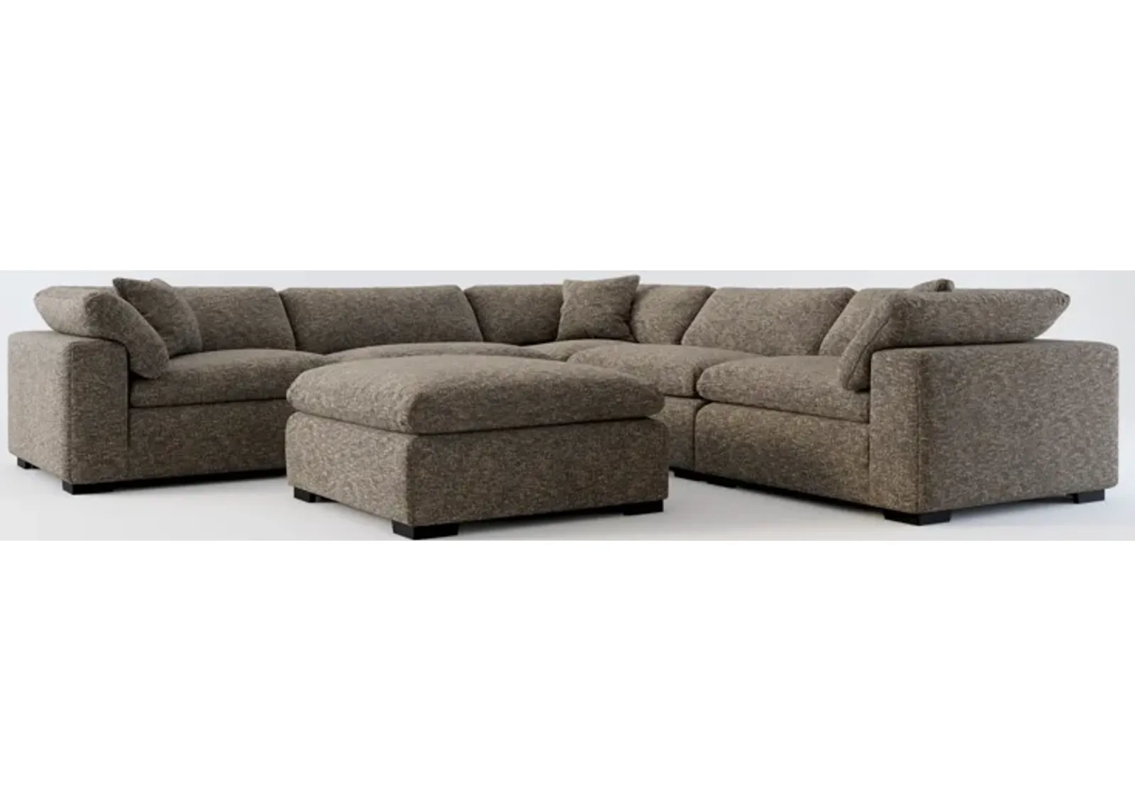 Plush Core Comfort 5-Piece Sectional and Ottoman - M Walnut