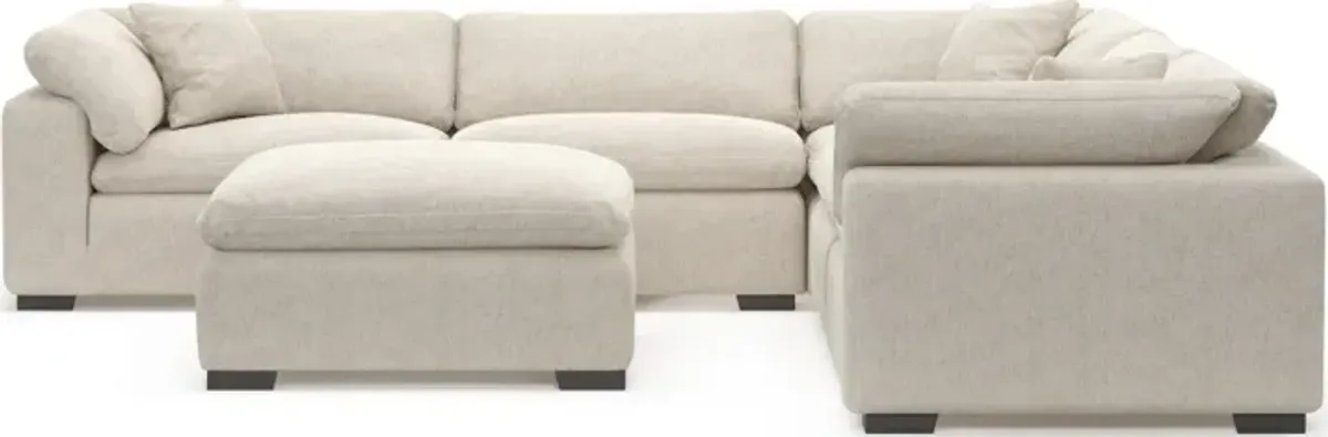 Plush Core Comfort 5-Piece Sectional and Ottoman - M Ivory