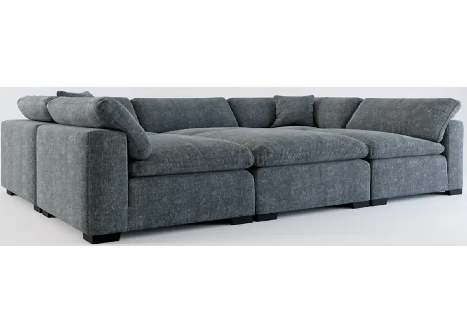 Plush Core Comfort 6-Piece Pit Sectional - Contessa Shadow