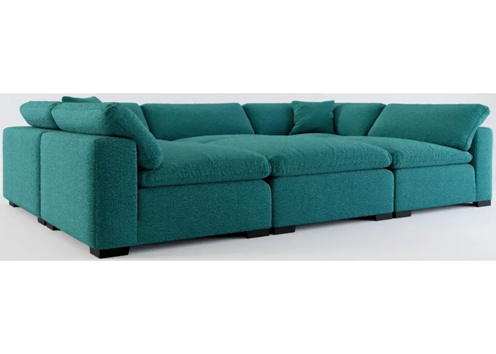 Plush Core Comfort 6-Piece Pit Sectional - Bloke Peacock