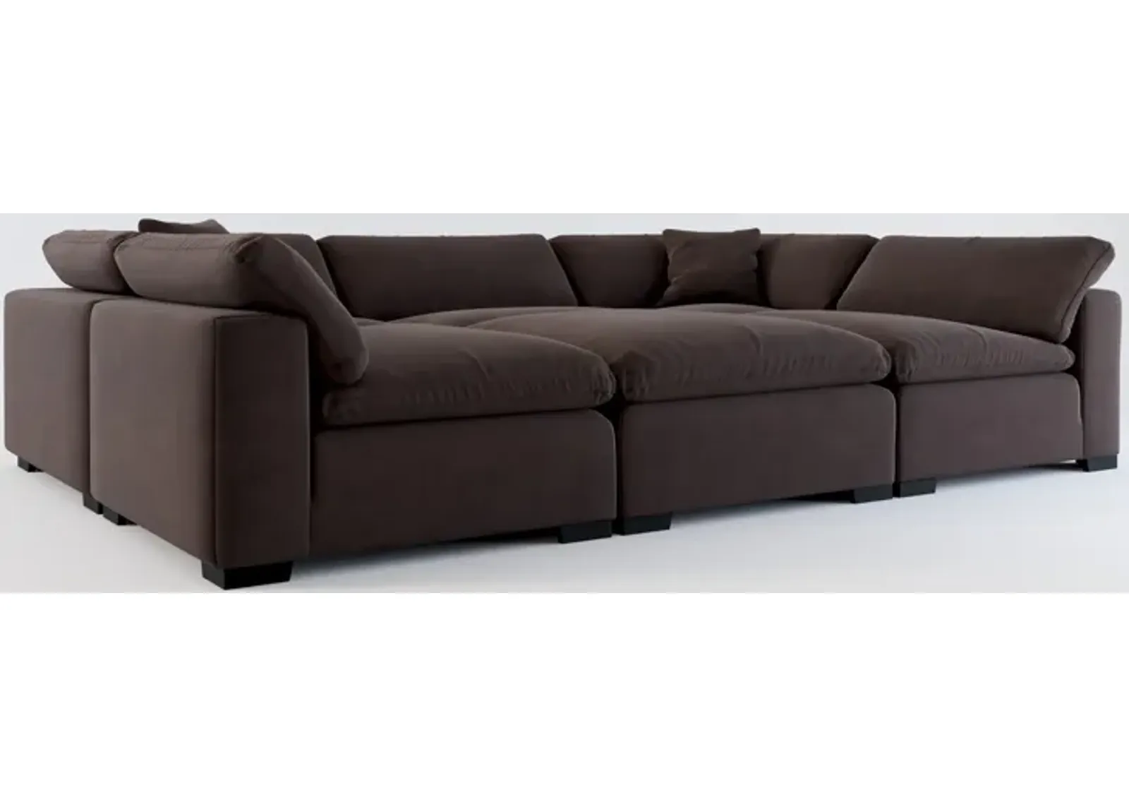 Plush Core Comfort 6-Piece Pit Sectional - Merrimac Dark Brown