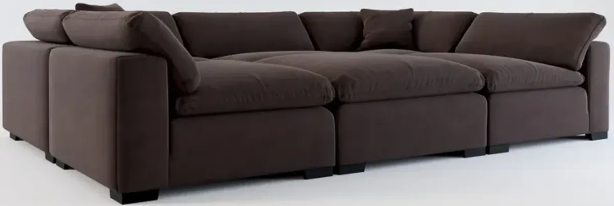 Plush Core Comfort 6-Piece Pit Sectional - Merrimac Dark Brown