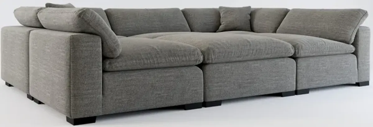 Plush Core Comfort 6-Piece Pit Sectional - Curious Charcoal