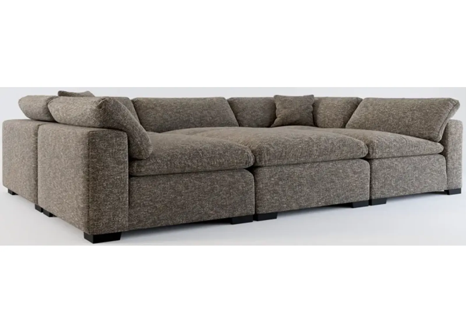 Plush Core Comfort 6-Piece Pit Sectional - M Walnut