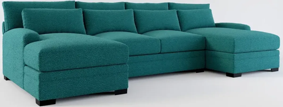 Winston Hybrid Comfort 3-Piece Sectional with Dual Chaise - Bloke Peacock