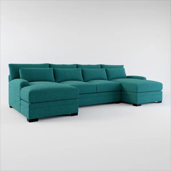Winston Hybrid Comfort 3-Piece Sectional with Dual Chaise - Bloke Peacock
