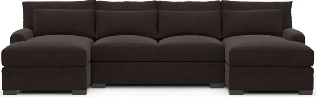 Winston Hybrid Comfort 3-Piece Sectional with Dual Chaise - Merrimac Dark Brown