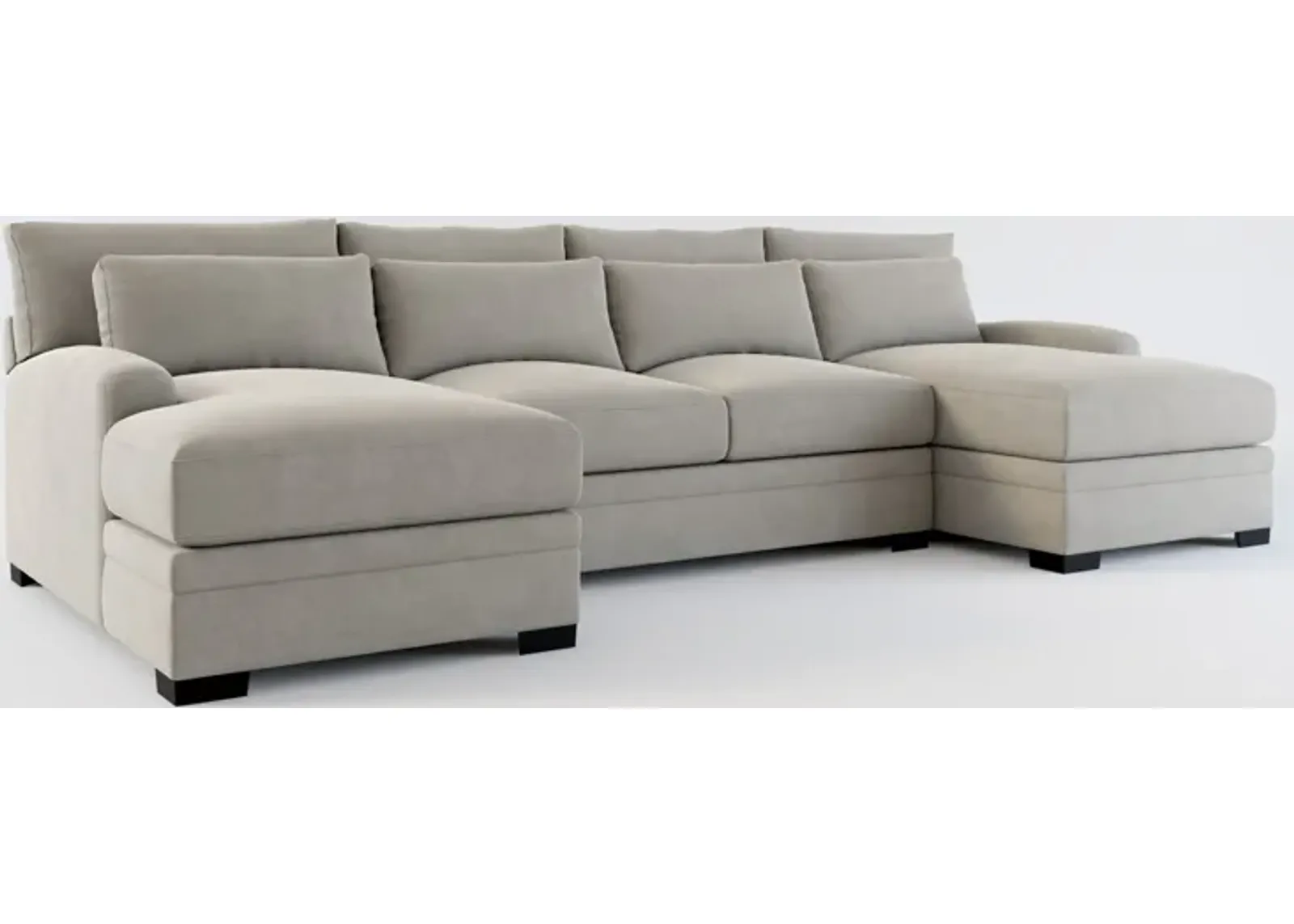 Winston Hybrid Comfort 3-Piece Sectional with Dual Chaise - Abington Fog