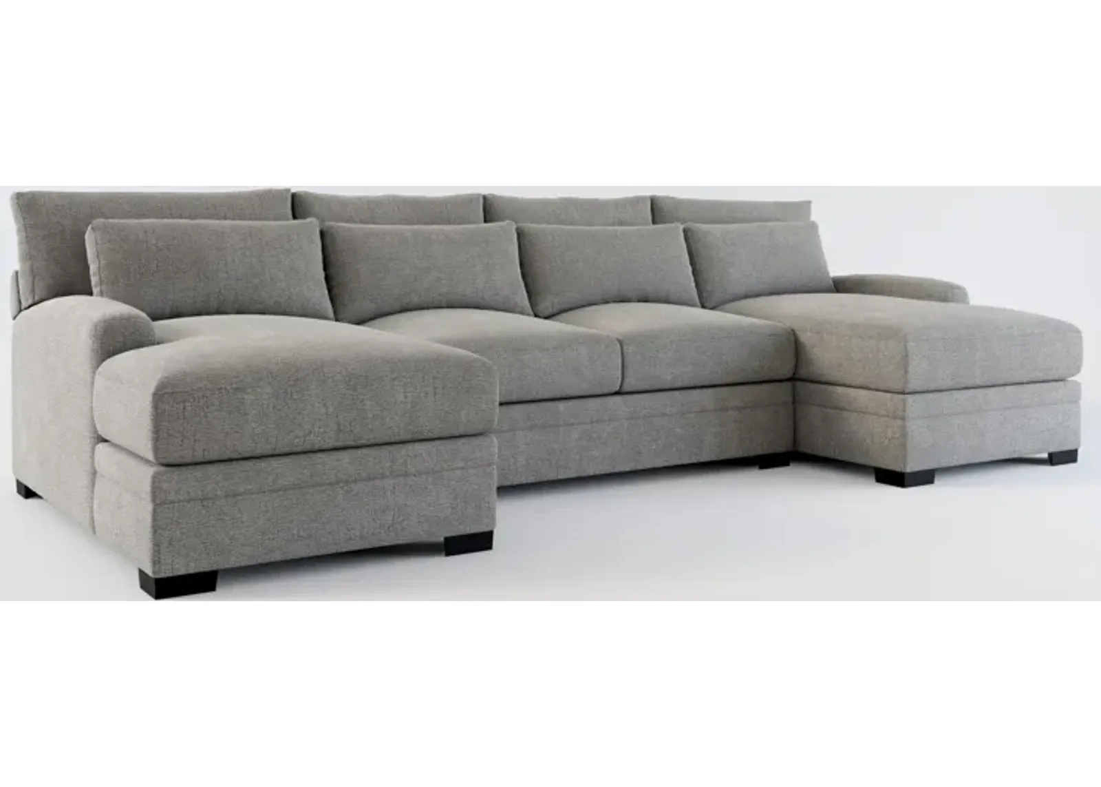 Winston Hybrid Comfort 3-Piece Sectional with Dual Chaise - Living Large Charcoal