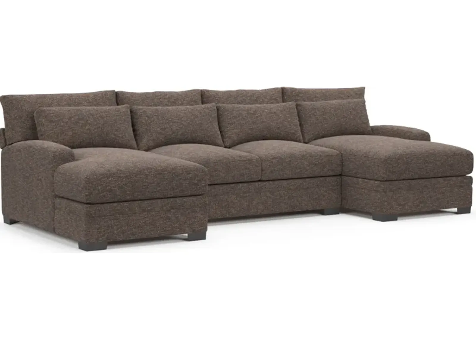 Winston Hybrid Comfort 3-Piece Sectional with Dual Chaise - M Walnut