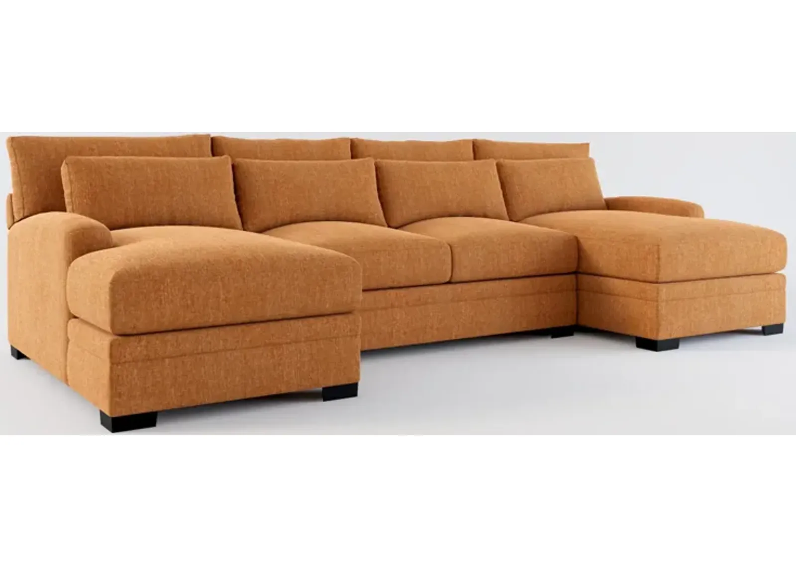 Winston Foam Comfort 3-Piece Sectional with Dual Chaise - Contessa Ginger