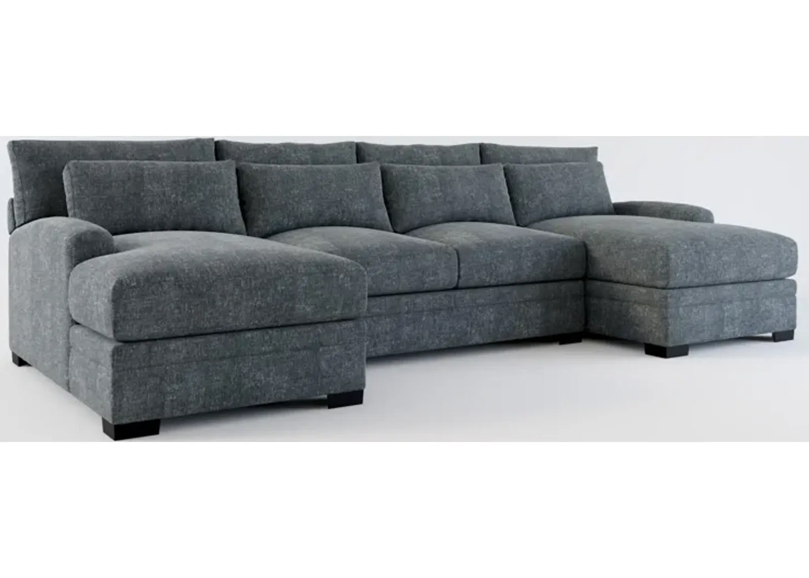 Winston Foam Comfort 3-Piece Sectional with Dual Chaise - Contessa Shadow