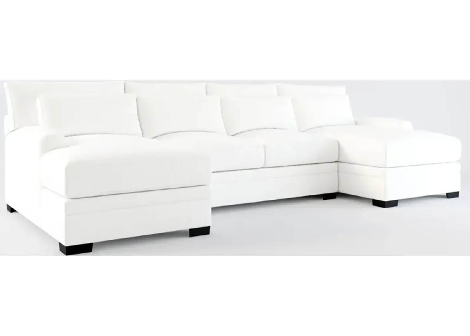 Winston Foam Comfort 3-Piece Sectional with Dual Chaise - Contessa Vanilla