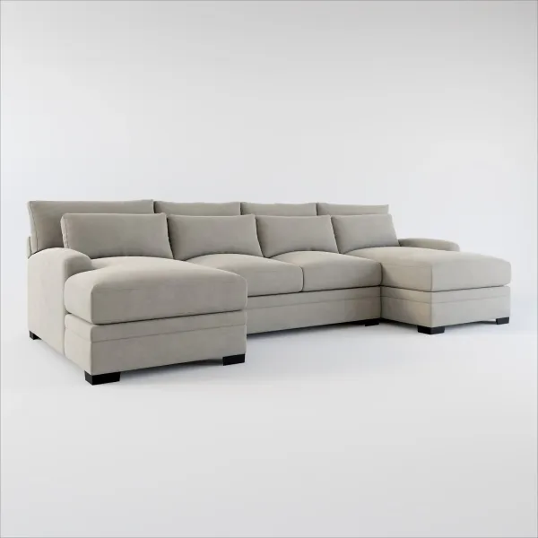Winston Foam Comfort 3-Piece Sectional with Dual Chaise - Abington  Fog
