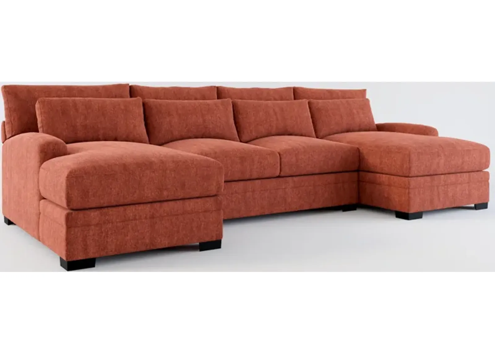 Winston Foam Comfort 3-Piece Sectional with Dual Chaise - Contessa Paprika