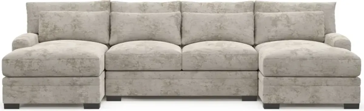 Winston Foam Comfort 3-Piece Sectional with Dual Chaise - Hearth Cement