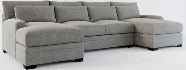 Winston Foam Comfort 3-Piece Sectional with Dual Chaise - Living Large Charcoal