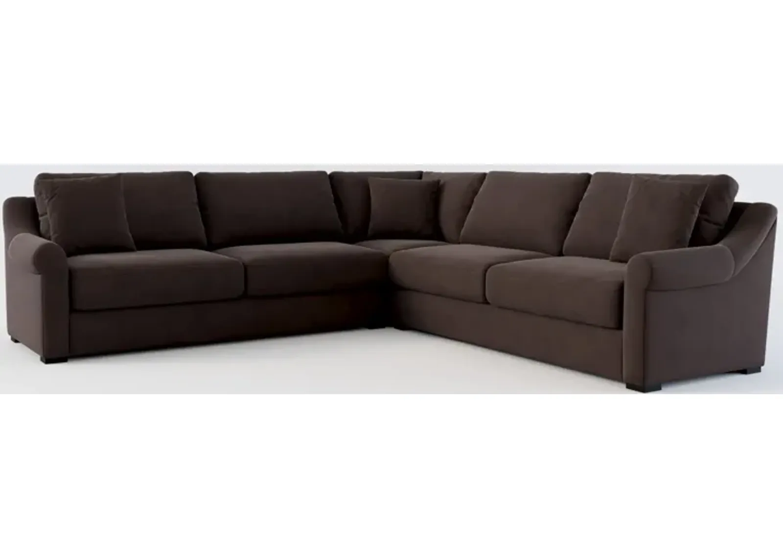 Bowery Foam Comfort 3-Piece 25"D Sectional - Merrimac Dark Brown