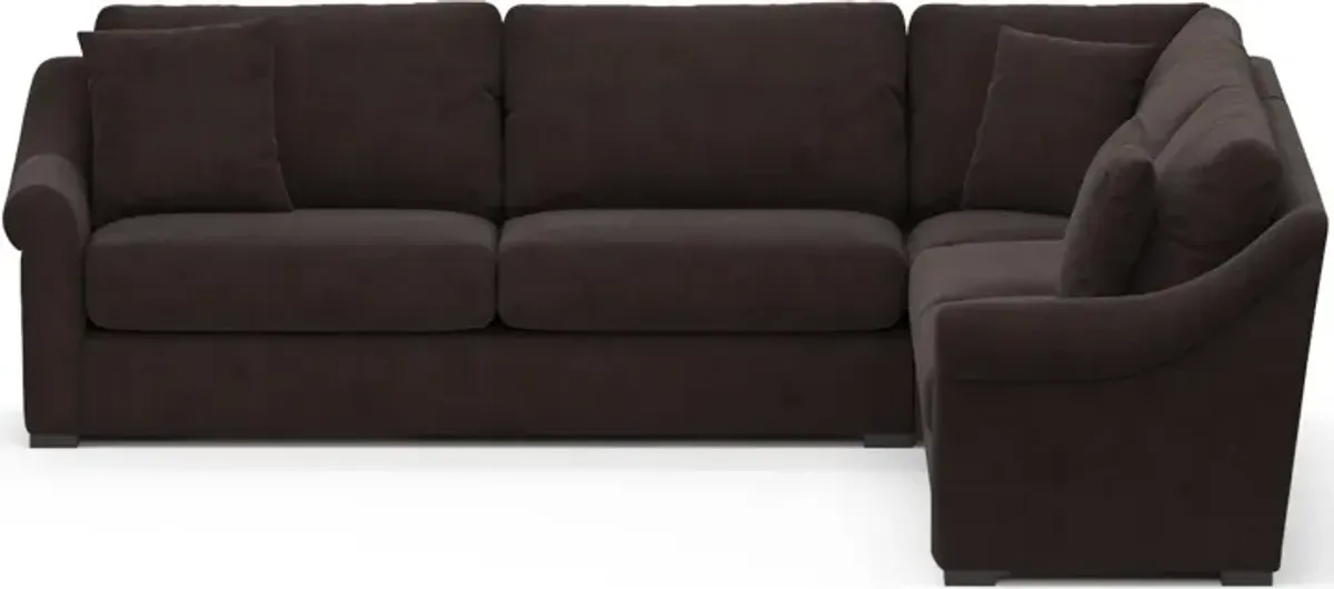 Bowery Foam Comfort 3-Piece 20"D Sectional - Merrimac Dark Brown