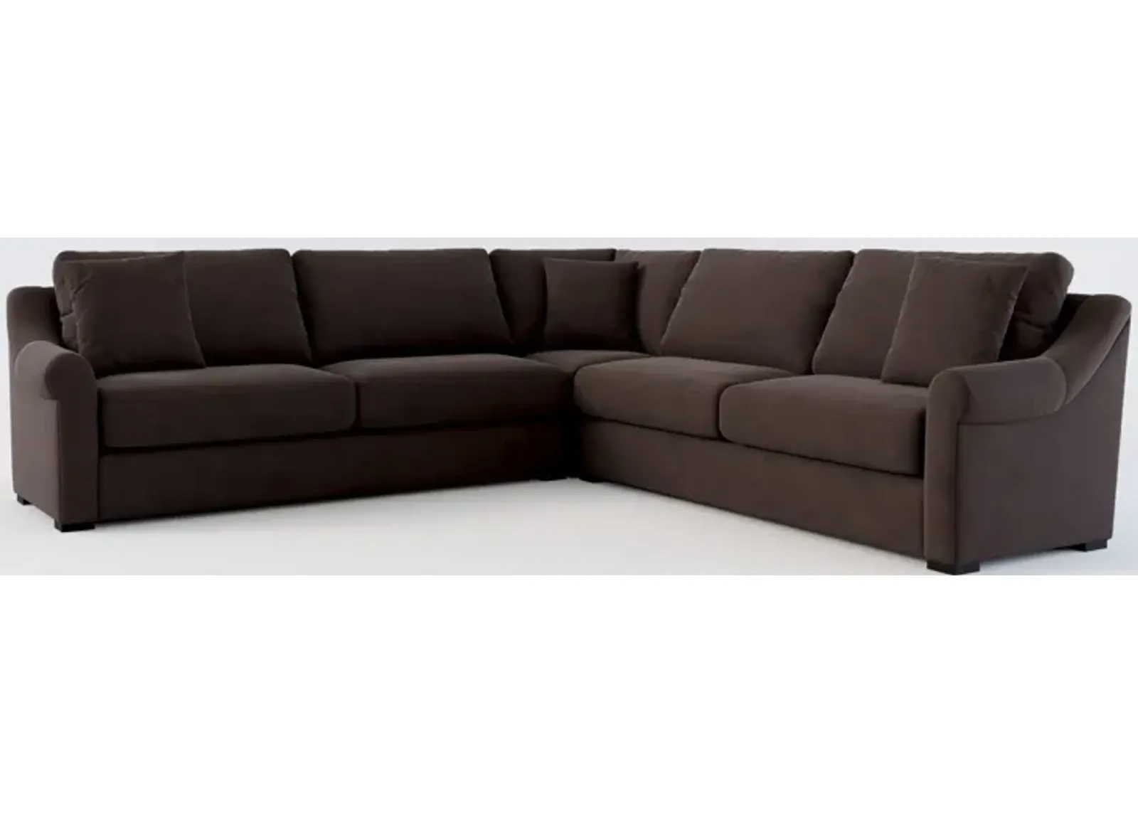 Bowery Foam Comfort 3-Piece 20"D Sectional - Merrimac Dark Brown