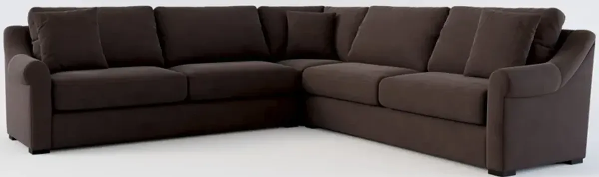 Bowery Foam Comfort 3-Piece 20"D Sectional - Merrimac Dark Brown