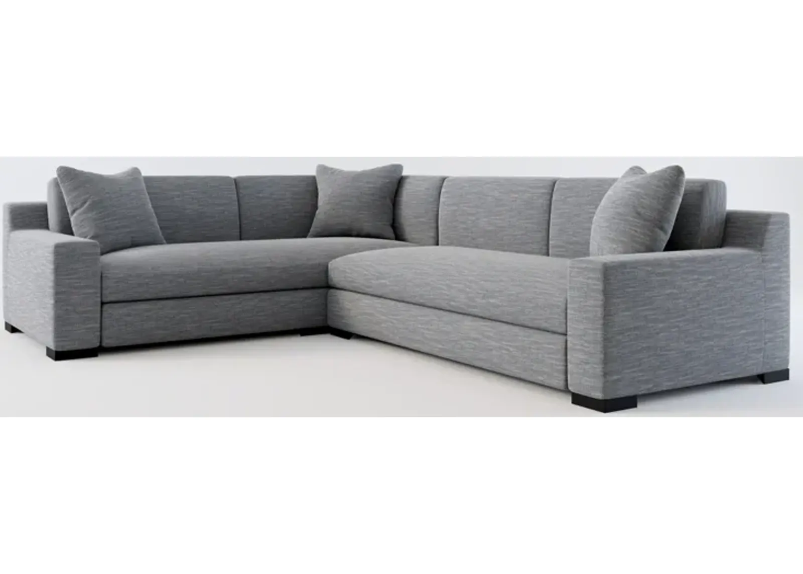 Ethan Foam Comfort 2-Piece Large Sectional with Right-Facing Sofa - Dudley Indigo