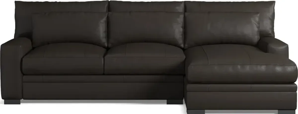 Winston 2-Piece Leather Foam Comfort Sectional With Right-Facing Chaise - Siena Dark Brown