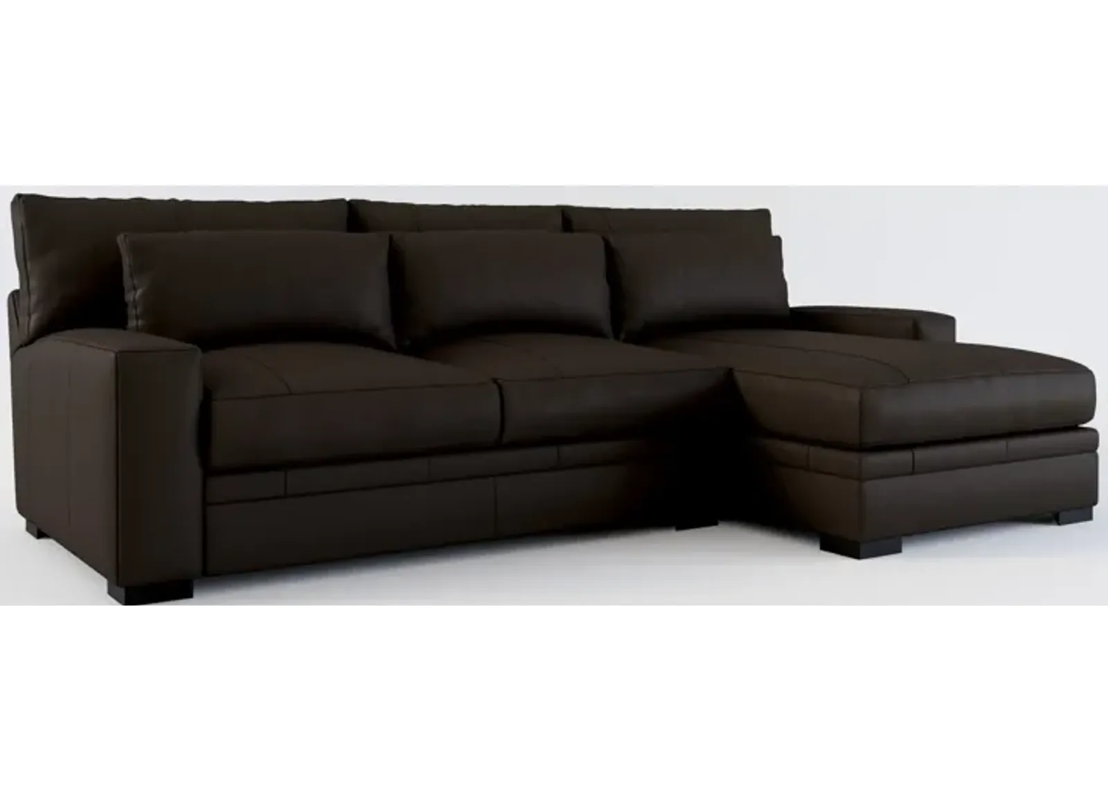 Winston 2-Piece Leather Foam Comfort Sectional With Right-Facing Chaise - Siena Dark Brown