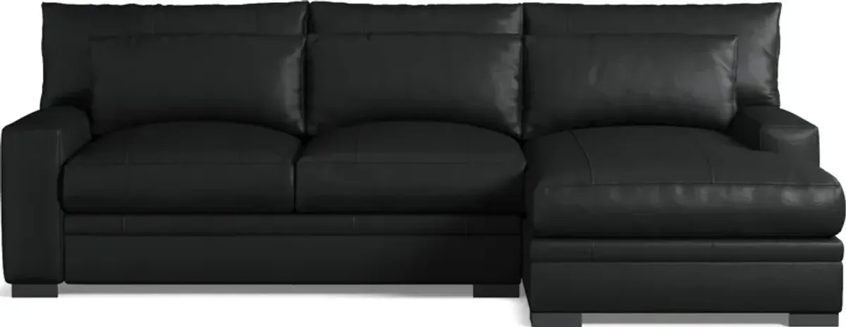 Winston 2-Piece Leather Foam Comfort Sectional With Right-Facing Chaise - Siena Black