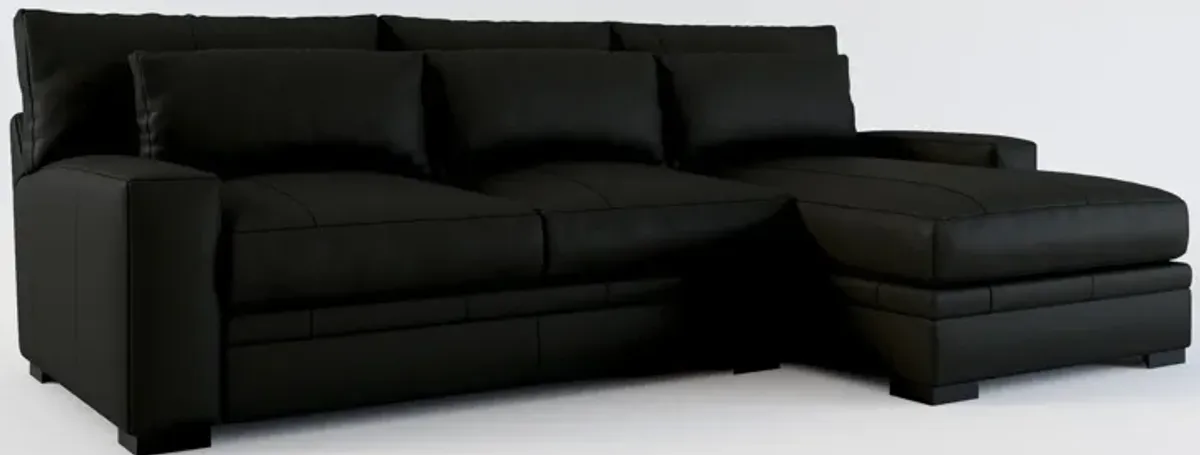 Winston 2-Piece Leather Foam Comfort Sectional With Right-Facing Chaise - Siena Black