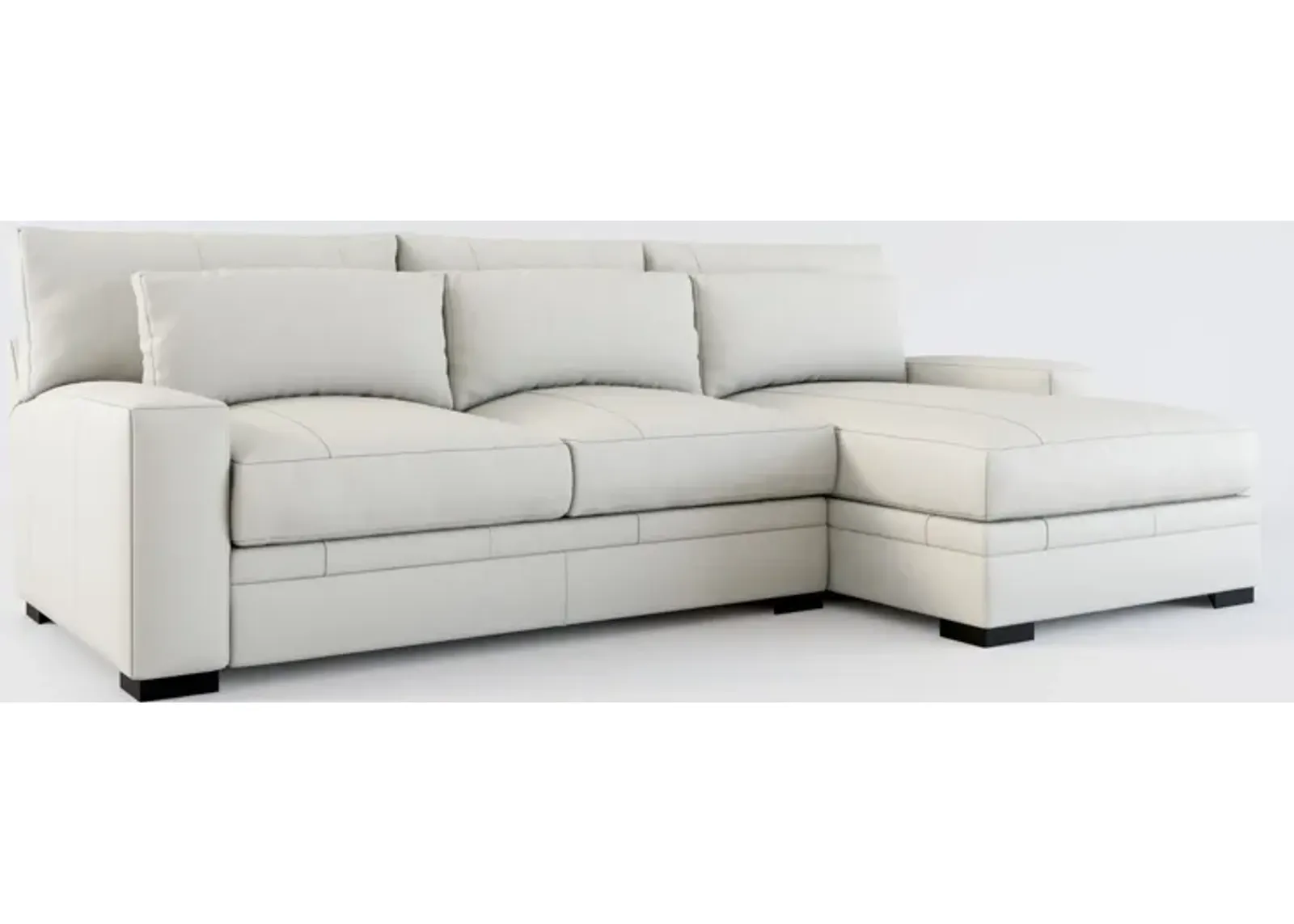 Winston 2-Piece Leather Foam Comfort Sectional With Right-Facing Chaise - Siena Snow