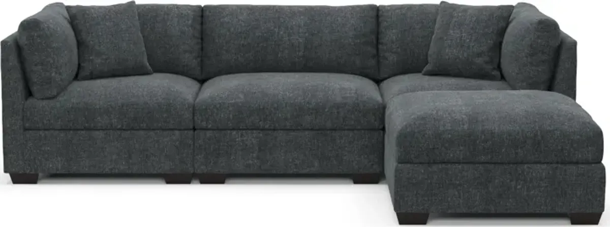 Beckham Foam Comfort 3-Piece Sofa and Ottoman - Contessa Shadow