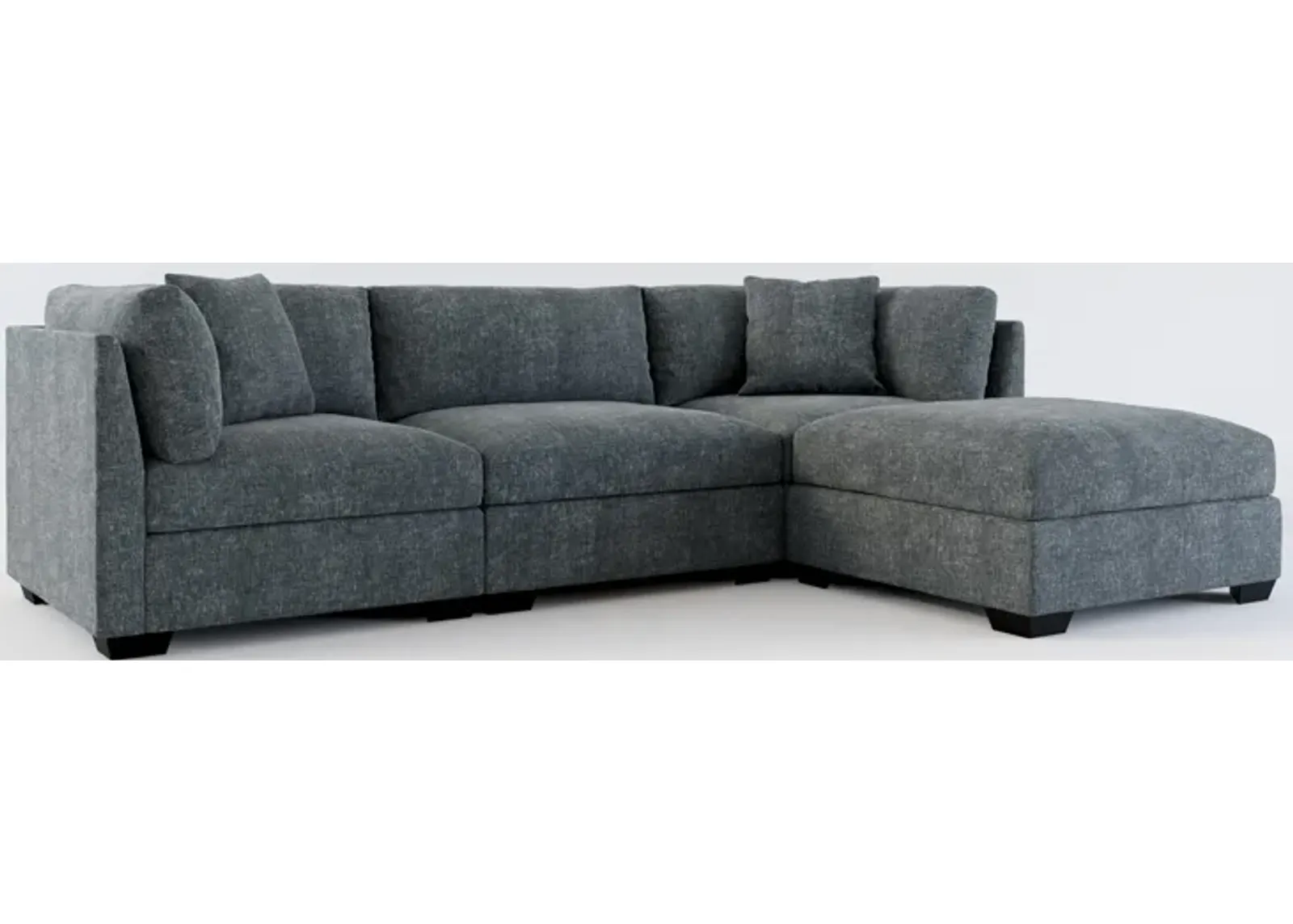 Beckham Foam Comfort 3-Piece Sofa and Ottoman - Contessa Shadow