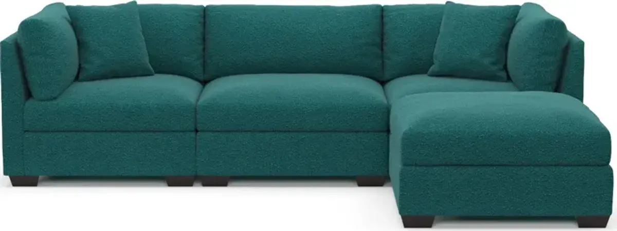 Beckham Foam Comfort 3-Piece Sofa and Ottoman - Bloke Peacock