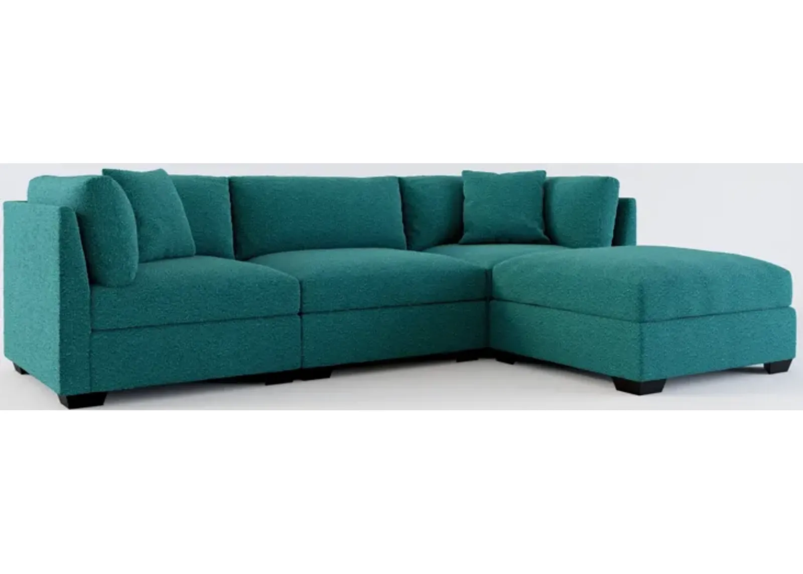 Beckham Foam Comfort 3-Piece Sofa and Ottoman - Bloke Peacock