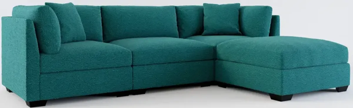 Beckham Foam Comfort 3-Piece Sofa and Ottoman - Bloke Peacock