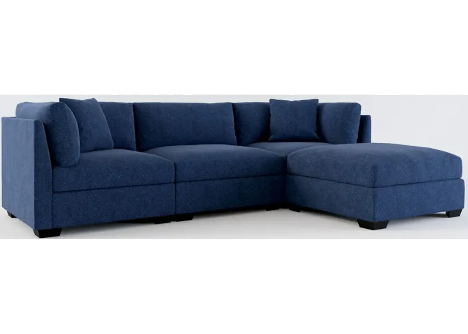 Beckham Foam Comfort 3-Piece Sofa and Ottoman - Oslo Navy