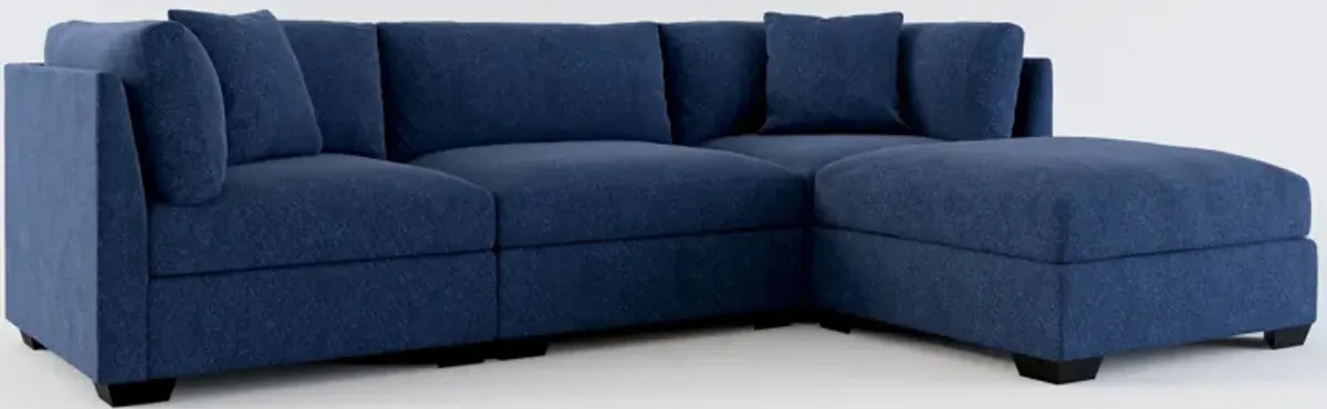 Beckham Foam Comfort 3-Piece Sofa and Ottoman - Oslo Navy