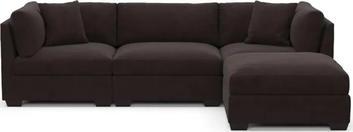 Beckham Foam Comfort 3-Piece Sofa and Ottoman - Merrimac Dark Brown